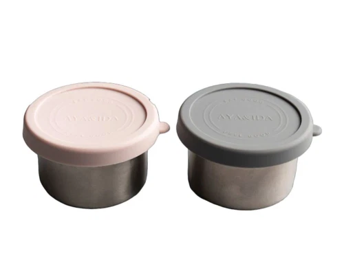 AYA&IDA snackbeholder mørk grå/rosa 100ml (2-pak)